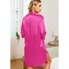 Samring Womens Sleepwear 3/4 Sleeve Nightgown Button Down Silk Satin