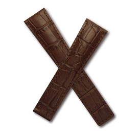 Watchstrapworld TH-MNZ-02-0231 - 20 mm Brown Crocodile-Style Leather Deployment Watch Strap with Brown Stitching Compatible with TAG Heuer Monza Models Listed Below