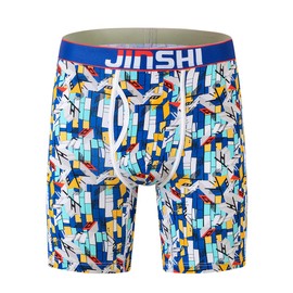 JINSHI Bamboo Viscose Boxers for Men Long Leg Underpants Soft Open Fly No Ride Up Elactic Boxer Briefs Pack