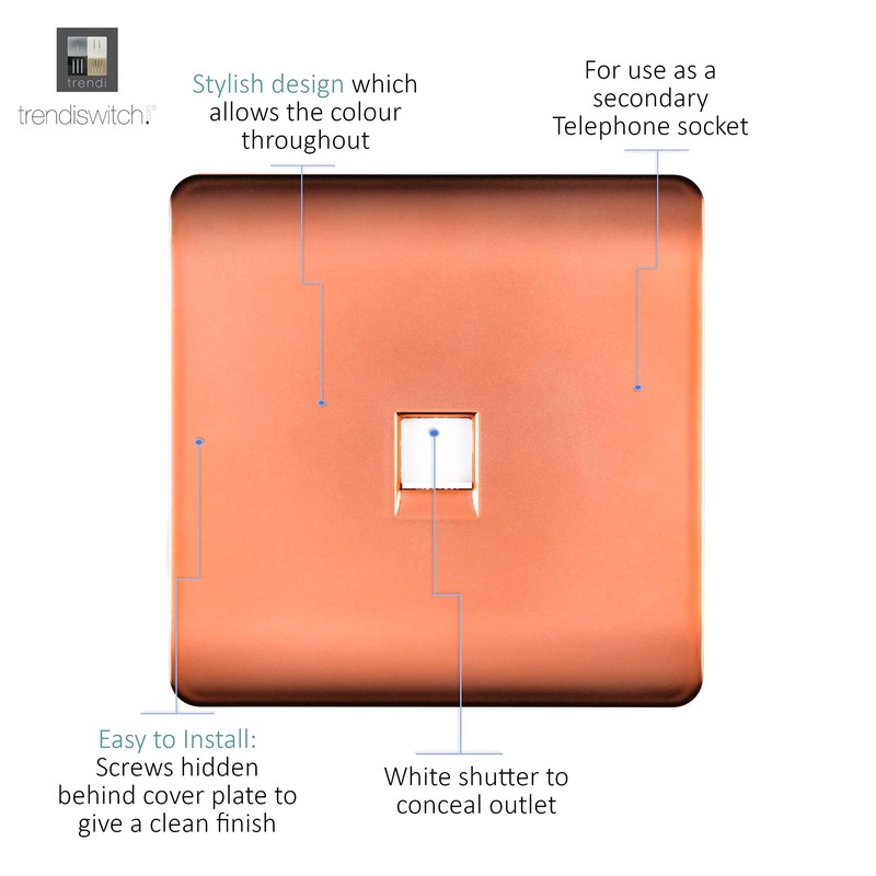 Trendi Artistic Modern Telephone Socket in Copper