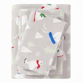 Great Bay Home Flannel Sheet Set Queen Size - 100% Turkish Cotton, Double-Brushed, Winter Bed Sheets - Ultra-Soft, Cozy, 4-Piece Rustic Bedding Set (Polar Bears)