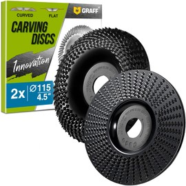 GRAFF Premium Wood Carving Disc 4 1/2 Inch for Angle Grinder – Set Shaping and Grinding Wheel for Wood, Softwood, Hardwood – Woodworking Angle Grinder Attachment with 7/8" – 5/8" Arbor
