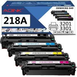 218A Toner Cartridges Set : 4 Pack High Yield 3201dw 3301fdw Replacement for HP W2180A W2180X W2181A W2182A Ink for Color Laserjet Pro 3201dw；MFP 3301fdw，3301sdw， 3301cdw (NO CHIP, 4,900 Pages)