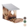 Relaxdays Squirrel Feeder, Wooden House, Weatherproof Metal Roof, Hanging, Garden