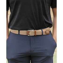 CHAOREN Mens Stretch Belt - 1 3/8" Elastic Braided Golf Belt for Men Women - Stretchy Web Fit Summer Casual Jeans