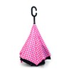 Parquet Pink Polka Dot Double Layer Inverted Umbrellas - C