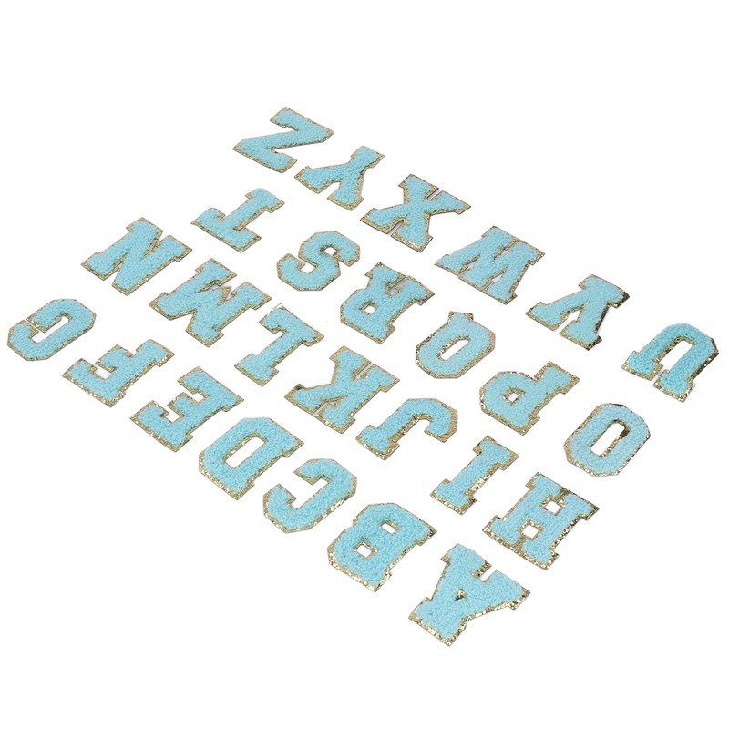 26 Pcs Iron On Letters A to Z Blue Letters
