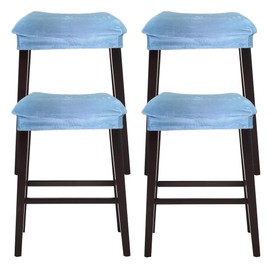 Bifaunvogel Bar Stool Cover Rectangle Set of 4 Velvet Stretch Counter Height Bar stools Slipcovers Saddle Stool Slipcover Bench Seat Protector Backless Bar Stools Covers for Kitchen Counter Light blue
