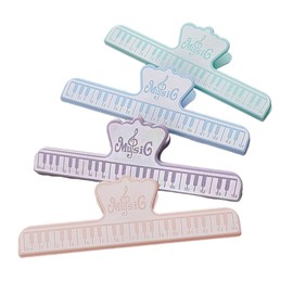 LOYELEY Music Music Clips, Set of 4, Page Stand, Bookmark Stand, Music Note Clip, Page Clip, Plastic, Musical Instrument Parts, Piano, Music Stand, Goods, Guitar Learning Tool, 4 Colors (A)