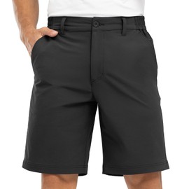 BGOWATU Mens Hiking Shorts Lightweight Quick Dry 9'' Fit Golf Outdoor Shorts Camping Work Fishing Cargo Shorts with Zip Pocket Black Size 36