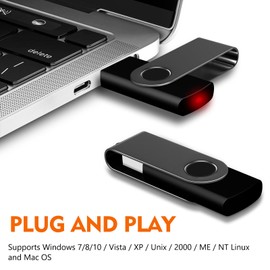 AreTop 16GB 20 Pack USB Flash Drive, Bulk USB 2.0 Thumb Drive Swivel Memory Stick Jump Drives Pen Drives for Storage and Backup (20 Pack 16GB, Black)