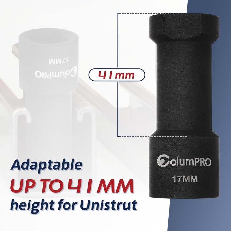 ColumPRO 17mm Unistrut Channel Socket Set, One 17mm 1/2" Drive