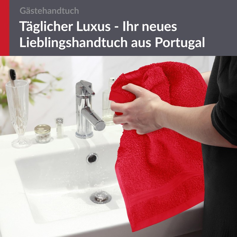 Lashuma Guest Towel, Scarlet Red, Bath Textiles, Linz Terry Towel