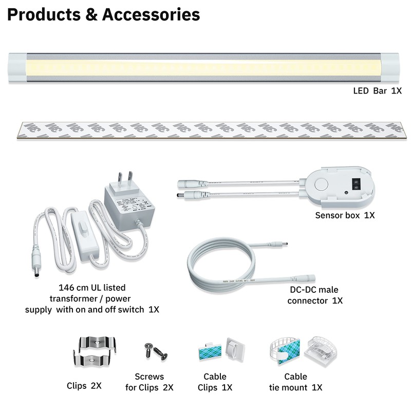 LED Under Cabinet Lighting 20In Kitchen Under Counter Lights Strip