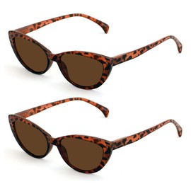 V.W.E. 2 Pairs Women Cateye Black Tortoise Reading Sunglasses - Outdoor Cat Eye Readers (2 Tortoise, 3.00)
