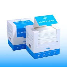 Disposable Face Towels XL, 10"×12" Cotton Face Cloths Towelettes Disposable, Daily Facial Tissues for Sensitive Skin, Makeup Removing, Facial Cleansing, Nursing, Travel, 120 Count