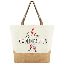 Tarklanda Jute Bag for Women, Fabric Bag Gift Women, Jute Cotton Bag, Shopping Bag Gift for Women, Girlfriend, Retirees for Birthday, Party, wine shopping