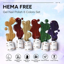 Nicedeco Hema Free Cruelty Free Vegan Cat Eye Gel Nail Polish, High Gloss Long Lasting Soak Off LED U V Gel Polish 6 Colors Set 41