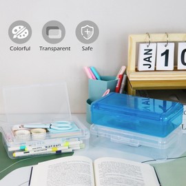YILANCOL 1 Pack Double Layer Hard Pencil Cases, Plastic Translucent Pencil Box with Snap-Tight Lid for Pens, Pencils, School, Stylish Office Supplies Storage Organizer Box,Medium-sized (Clear)
