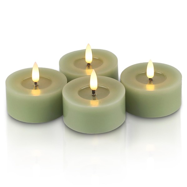Rhytsing Set of 4 Sage Green Flamless LED Votive Candles