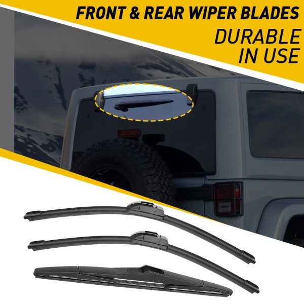 Unbranded Fromt Rear Windshield Wiper Blade for 00-22 Jeep Wrangler