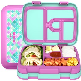 YOLAY Bento Box for Kids Lunch Box Leak-Proof, 5-Compartment Lunch Box Kids for Ages 3-10, Durable with Anti-Slip Base, Suitable for Schools, Outdoor and Travel (Scales)