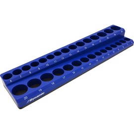 Dynamic Magnetic Socket Organizers, 1/4", 3/8" and 1/2" Drive, SAE and Metric, Quality Tool Box Organizers (3/8” Dr. Metric, Blue, Holds 30 Sockets)