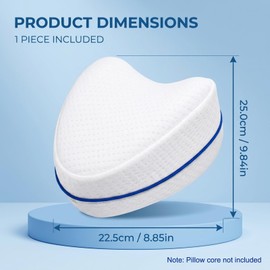 Set of 2 White Pillow Covers for Knee Support, Knee Pillow Cover, Orthopedic Leg Pillow Covers for Side Sleepers, Polyester Fiber Material, Washable Kn-ee Pillow Protectors