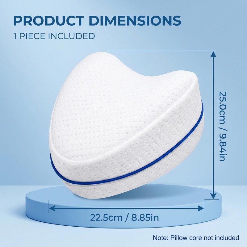 Set of 2 White Pillow Covers for Knee Support, Knee