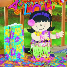 Fun Express Luau Party Supplies Hibiscus Paper Bags (12 Piece)
