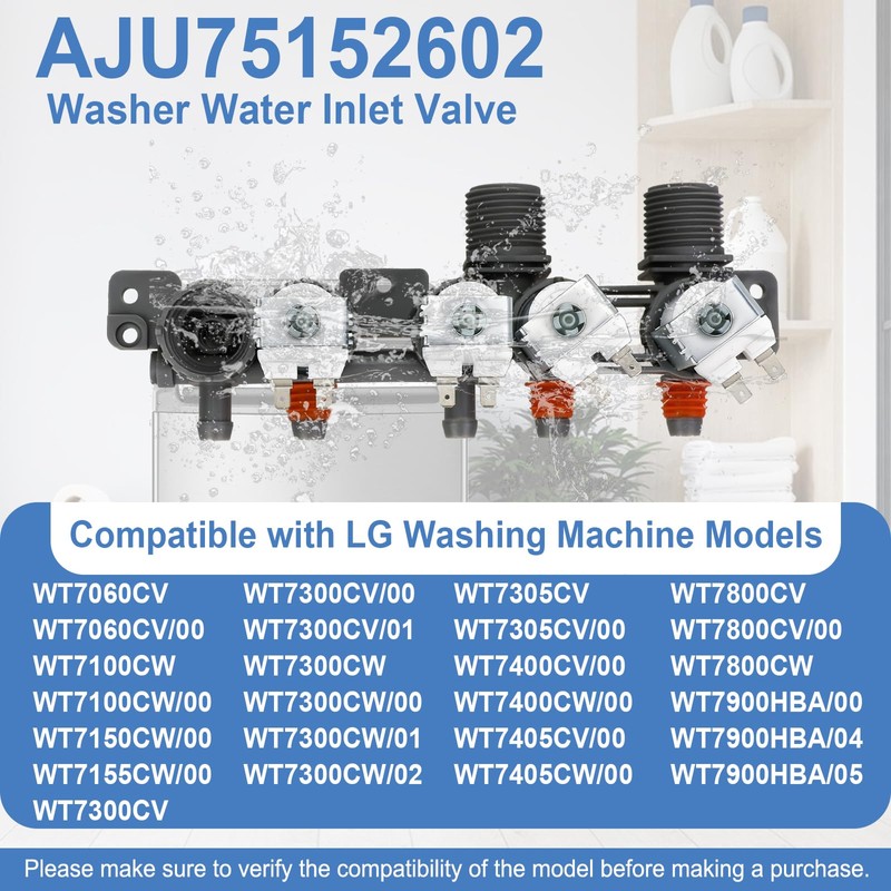 AJU75152602 Washer Inlet Valve Assembly Compatible with LG Washing Machine