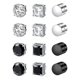 6 Pairs Magnetic Stainless Steel Earrings, Magnetic Stud Earrings for Women and Men, Earring Clip Tunnel Earrings, Non Pierced Earrings