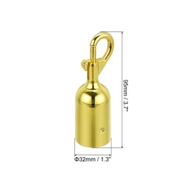 PATIKIL 1.3"x3.7" Stanchion Rope End Stopper, 4 Pack Cord End Caps Barrier Rope End Cap Snap Hooks for Crowd Control Queue Divider, Golden