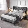 Allewie Queen Size Bed Frame with Button Tufted Wingback Headboard,