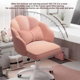 NEW-Office Chair Cute Petal Desk Chair, Modern Fabric Home Butterfly Chairs Height Adjustable Chair Makeup Chairs Computer Chairs - Color: Gray