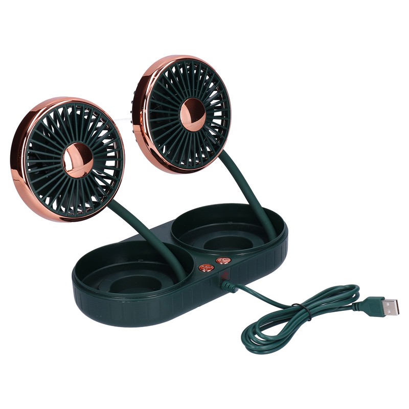 Car Fan 360° Rotatable 3 Speed DualHead USB Powered Mini