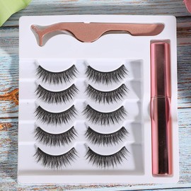 Magnetic False Eyelashes with Magnetic Liquid Eyeliner, Tweezers for Easy Use, Lightweight and Travel Friendly