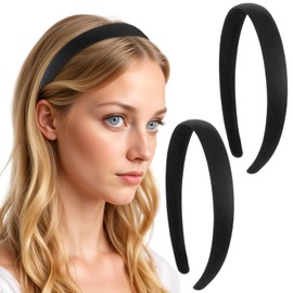 3 Pcs Wide Padding Headband Solid Satin Hairbands Motique Hair Styling Accessories No Teeth Thick Simple Hair Hoop Seamless Lightweight Hair Accessories for Women Teen Girls Carnival