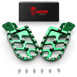 MZS Dirt Bike Foot Pegs, CNC Motocross KLX 110 Footpeg MX Footrest Rest Pedal Green Compatible with KLX110 2002-2024 / KLX110L 2010-2024 / KX60 1988-2003