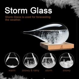 Christmas Gifts Storm Glass Weather Predictor, Cool Gifts for Him Her, Snow Globe Drop-Shaped Weather Forecast Bottle, Unique Fashion Home Decor Weather Glass