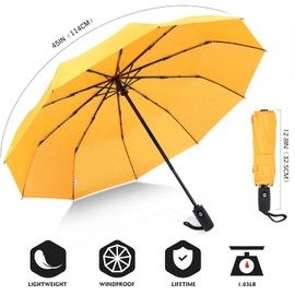 ZOMAKE Travel Umbrella Compact - 10 Ribs Portable Collapsible Umbrellas for Rain Windproof - Paraguas Automatic Small Folding Umbrella Lightweight Packable Umbrella for Women Men(Yellow(New))