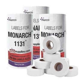Perco Freezer Adhesives White Labels for Monarch 1131 Price Gun – 3 Sleeve, 60,000 Price Gun Labels