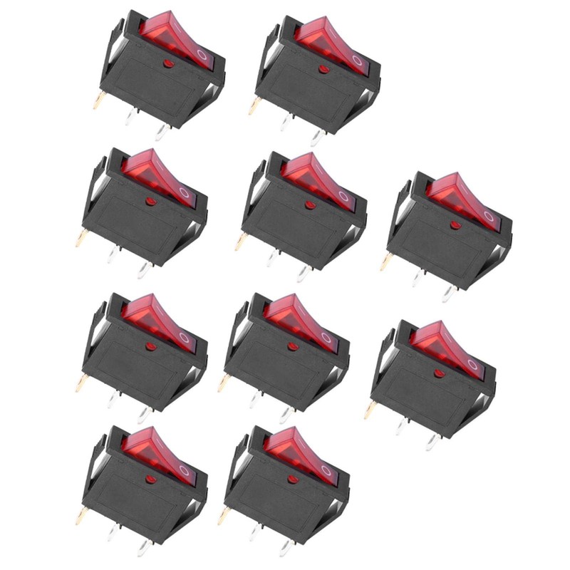 10pcs Red Light Illuminated Snap-in Boat Rocker Switch Toggle Power3