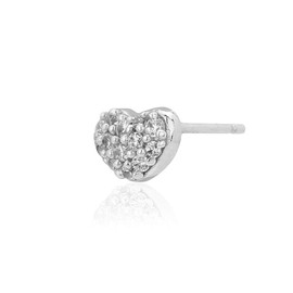 Vanbelle Sterling Silver Jewelry Tiny Heart Shape Stud Earrings with Cubic Zirconia Stones and Rhodium Plated for Womens