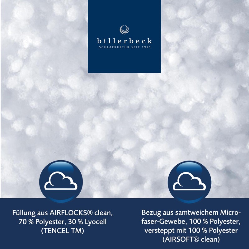 Billerbeck fibre 321 Classic-Clean pillow, 40 cm x 40 cm