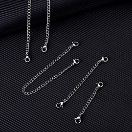 10Pcs Stainless Steel Necklace Extender Chain Links, Silver Necklace Extenders for Bracelet Anklet Stainless Steel Chain Extenders for Jewelry Making 2in 3in 4in 5in 6in (10 Silver)