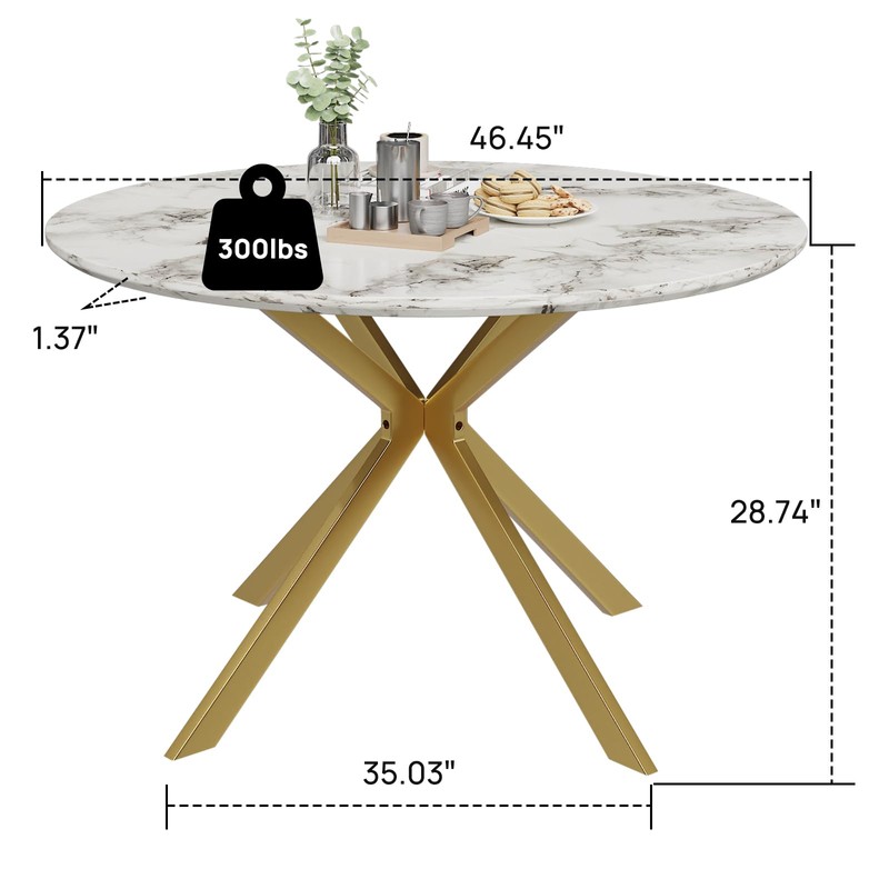 ALBAD 46.4" Round Dining Table, Mid Century Modern Round Dining