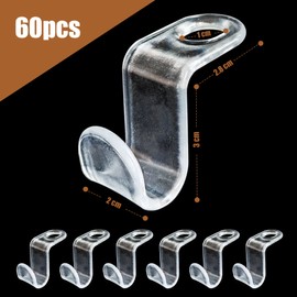 Clothes Hangers Space Saving, Pack of 60 Clothes Hangers Hook Connection Connector Wardrobe Organiser Tie Holder Space Saving Hanger Connection Hooks (Transparent)