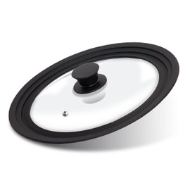 Lerykin Tempered Glass Lid - Universal Lid with Heat Resistant Silicone Rim for Pots, Pans and Skillets - Pan Cover Replacement Lid Fits 9.5", 10" and 11" Diameter Cookware