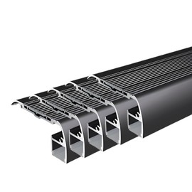 5Pack 1 Meter Anti-Slip Stair LED Aluminum Profile Safety Backlight Step Channel Cover Edge Protector Deck Hard Bar Strip Light, Stair Edge Nosing Trim (Black)